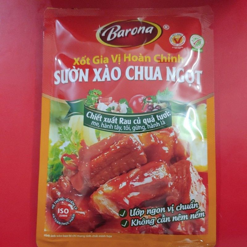 Xốt gia vị hoàn chỉnh Sườn xào chua ngọt Barona 80g