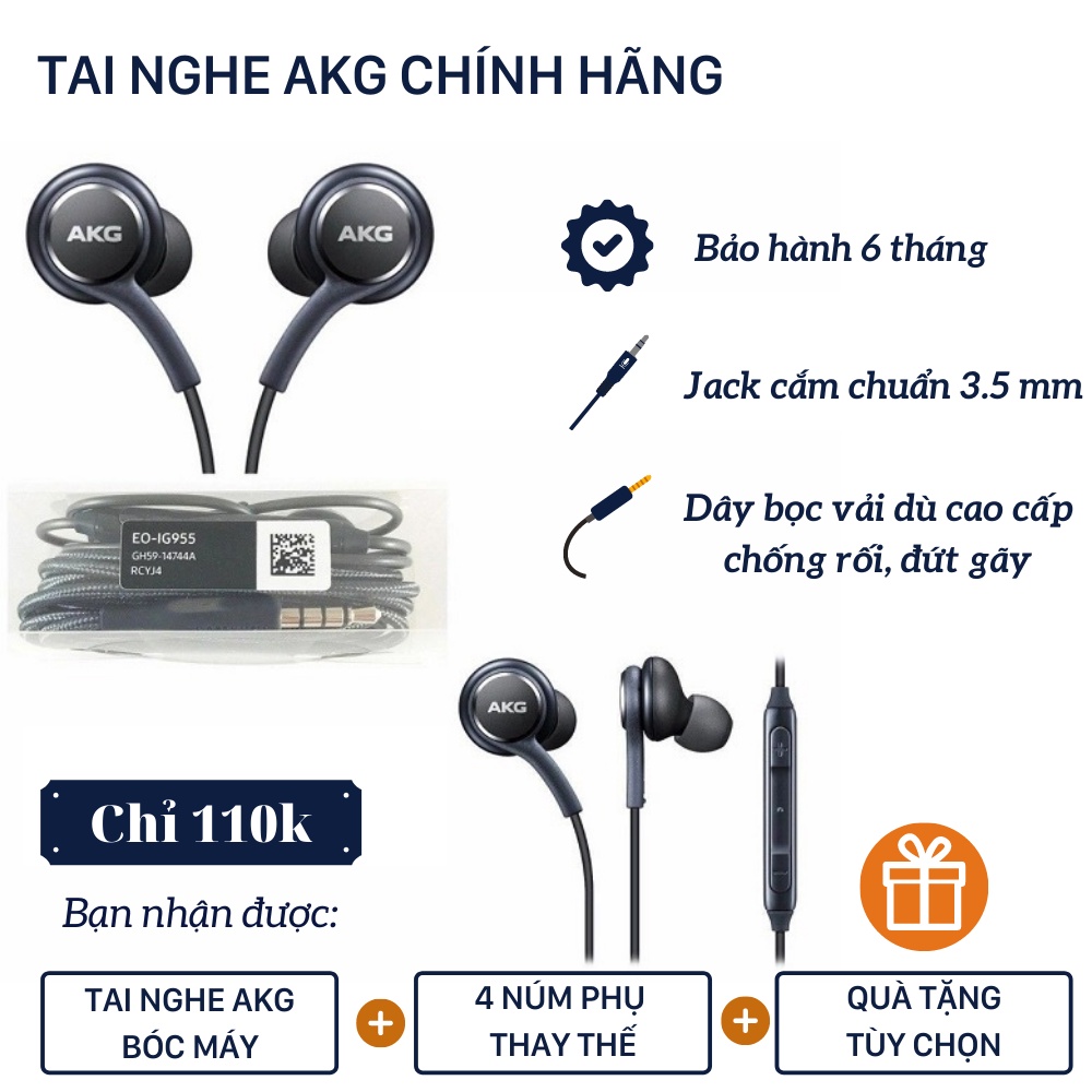 Tai nghe Samsung AKG S10e S10 S10+ Hàng chính hãng Có mã quét QR-  Âm thanh cực chuẩn Cực hay