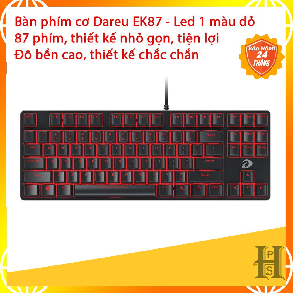 Bàn phím cơ Dareu EK87 - Mã cũ DK87 - Đèn led màu đỏ - Thay được keycap - Bảo hành 24 tháng - Lỗi 1 đổi 1