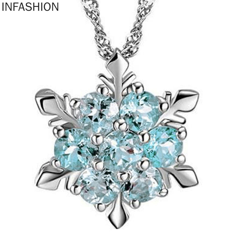 vòng cổ Mạ Bạc Mặt Hoa Tuyết Đính Đá Thiên Nhiên