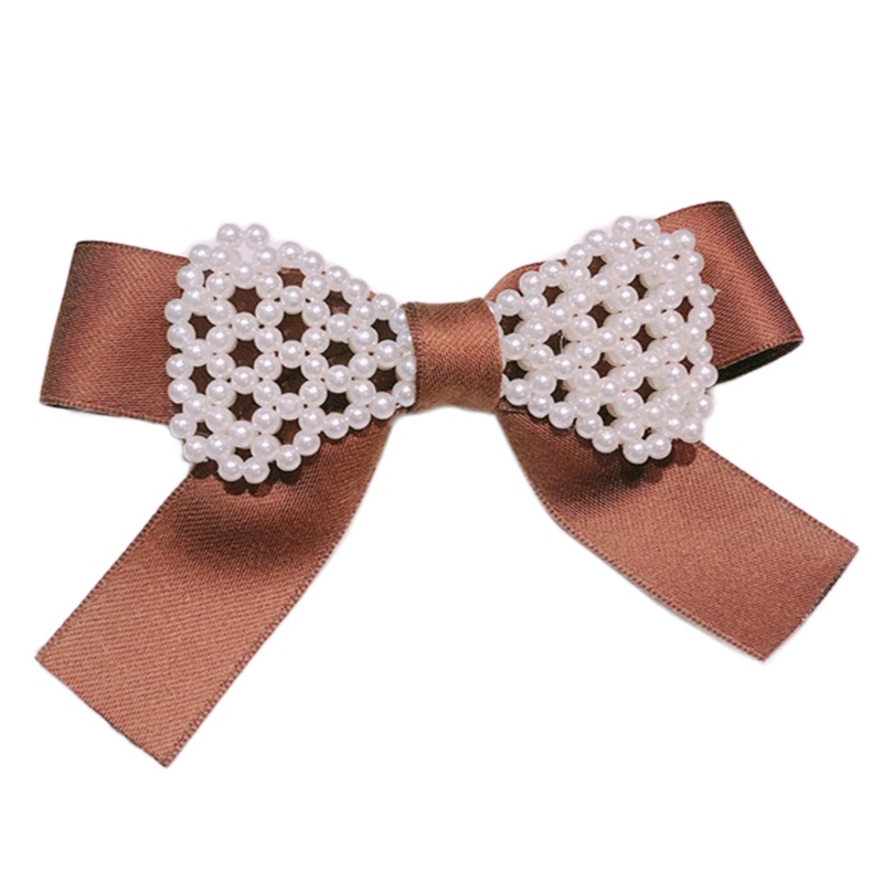 Kẹp Tóc Hình Nơ Đính Ngọc Trai Giả Phong Cách Vintage Dành Cho Nữ