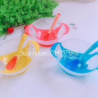 Bát chống đổ kèm thìa báo nóng