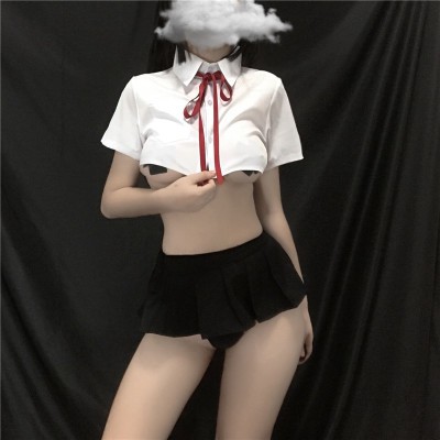 Đồ ngủ cosplay nữ sinh áo trắng chân váy xếp ly gợi cảm