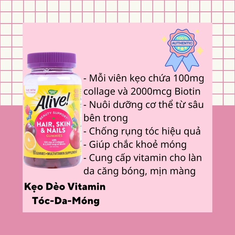 (AUTHENTIC 100% MADEINUSA)KẸO DẺO MỌC TÓC ĐẸP DA VÀ MÓNG