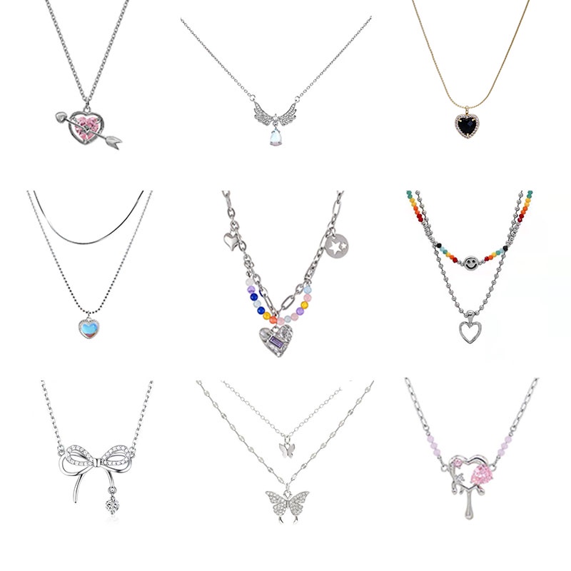 IF ME Vòng cổ Mặt Hình Nơ / Trái Tim Đính Hạt Pha Lê Trắng / Vàng / Bạc Thời Trang Cho Nữ