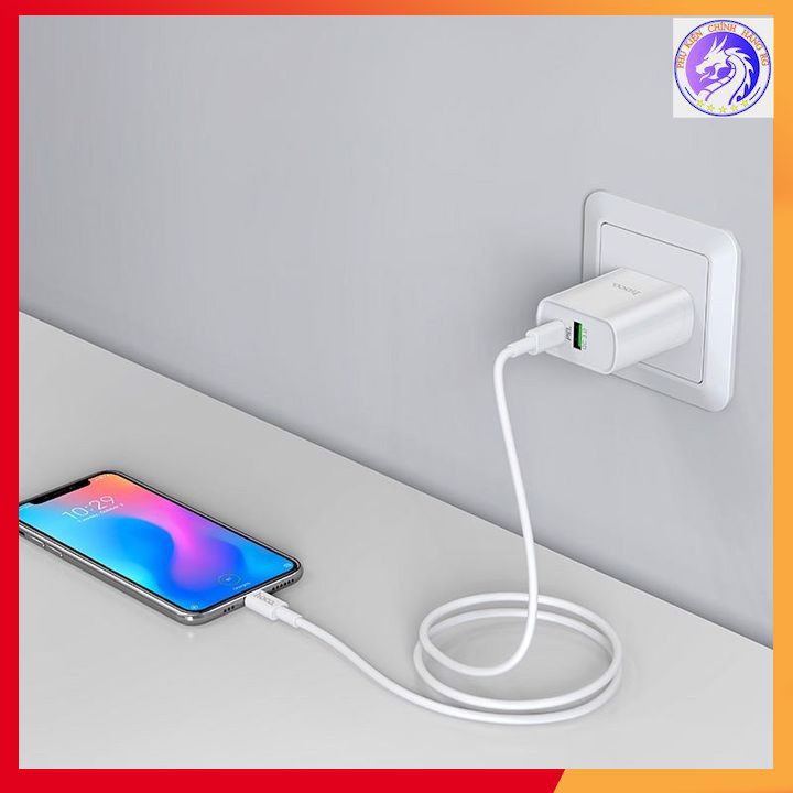 Củ Sạc Nhanh 18W 2 Cổng (USB+ Type-C) Hoco C80 - Hỗ Trợ Sạc Nhanh QC 3.0 - Hàng Chính Hãng - BH 12 Tháng