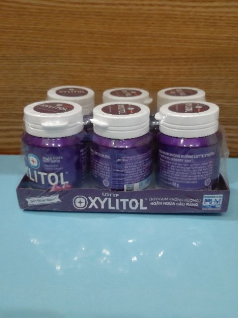 HŨ KẸO GUM KHÔNG ĐƯỜNG LOTTE XYLITOL I 4 MÙI HƯƠNG (BẠC HÀ, THE MÁT, DÂU, VIỆT QUẤT) I Hũ 58g