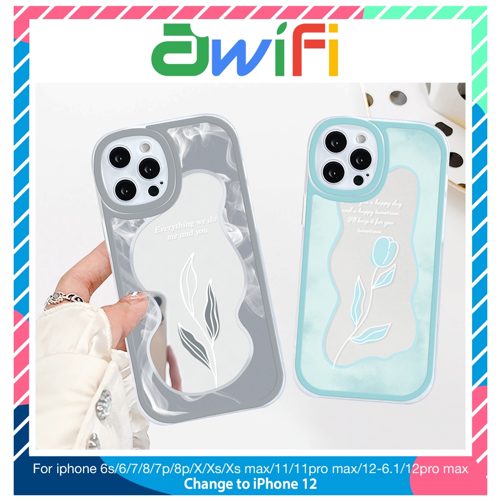 Ốp lưng iphone gương cạnh vuông lá và hoa 6/6plus/7/7plus/8/8plus/x/xs/11/12/13/pro/max/plus/promax-Sale HOT A3-12