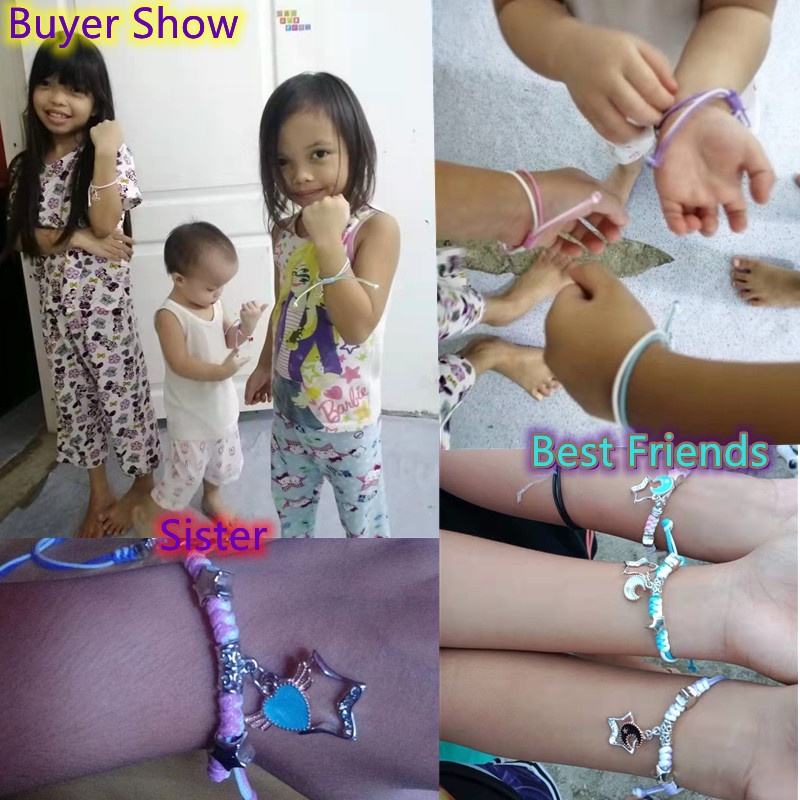 Bộ 3 Vòng Đeo Tay May Mắn Mặt Hình Mặt Trăng/Bff/Sunflower Thời Trang Làm Quà Tặng Cho Bạn Gái/Bé Gái/Bé Gái