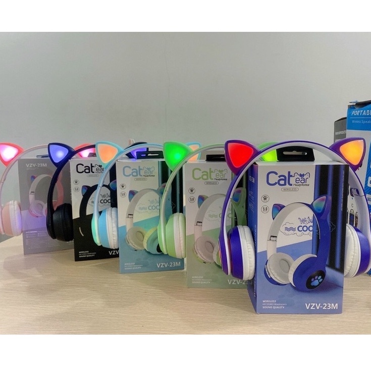 Tai Nghe Bluetooth Tai Mèo Có Đèn LED Đổi Màu Không Dây Gập Gọn, Tai Nghe Chụp Tai Mèo, Headphone Bluetooth Tai Mèo