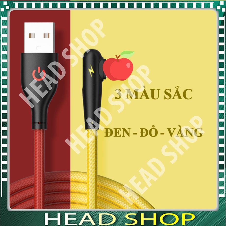 Cáp Sạc Nhanh cho điện thoại táo 90 Độ 3a chữ L 1m 2m mã 90 độ HEAD SHOP