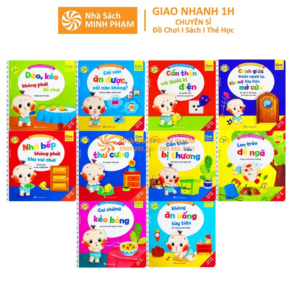 Sách Ehon Song Ngữ Việt Anh Tương Tác Lật Mở Kỹ Năng An Toàn Cho Bé Bộ 10 Cuốn