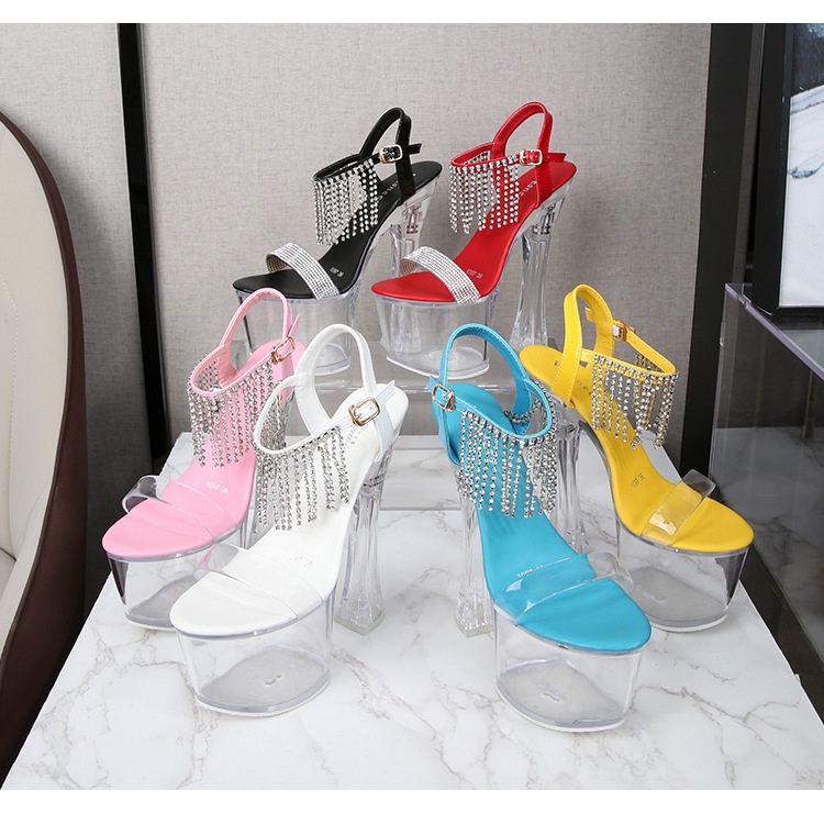 Dép Cao Gót Chống Trượt Chống Thấm Nước Đính Đá Thời Trang Dành Cho Nữ Se