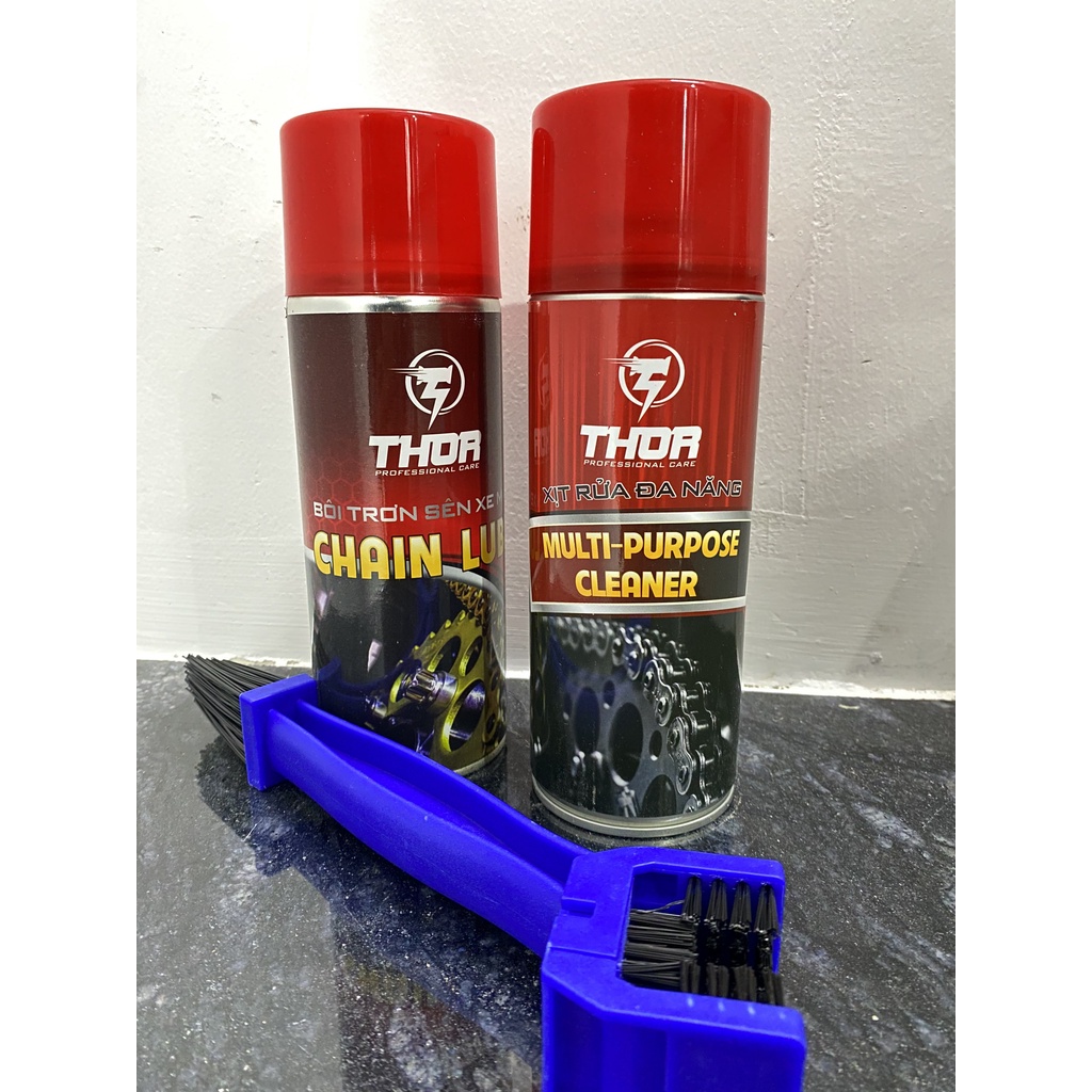 BỘ VỆ SINH BẢO DƯỠNG XÍCH SÊN THOR , Dưỡng sên và vệ sinh sên THOR chính hãng cực sạch Kèm Chổi