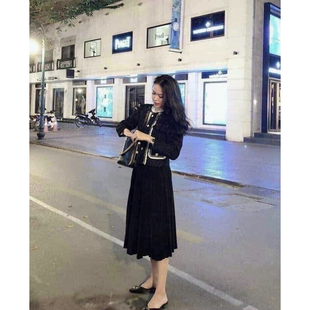 Chân Váy Xếp Li Dài - Váy voan đen cạp chun nữ Daski | BigBuy360 - bigbuy360.vn