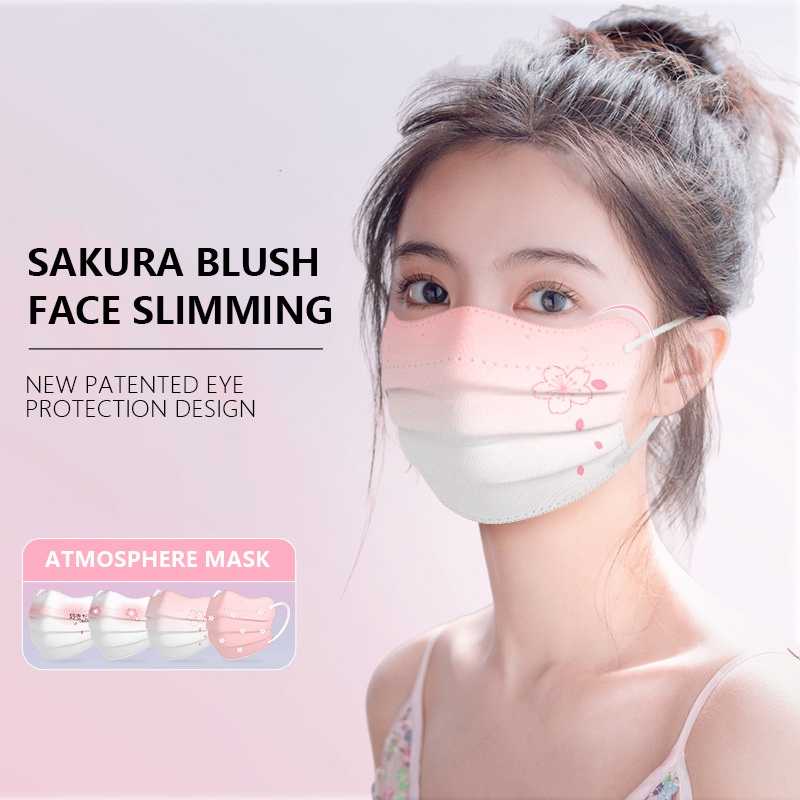 Set 10 Khẩu Trang Người Lớn 3d 3 Lớp In Họa Tiết Hoạt Hình Màu Gradient Dùng Một Lần