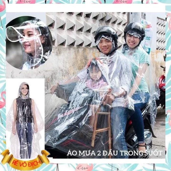 Áo Mưa 2 Đầu Trong Suốt Kèm Khẩu Trang