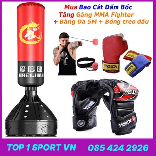 Bao Cát Đấm Bốc Trụ Đấm Bốc Liên Hoàn Boxing 360 Độ - Phiên Bản Mới Nhất Năm 2021 tặng găng mma + băng đa + bóng phản xạ