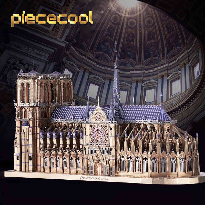 Mô hình lắp ghép kim loại 3d Nhà thờ Đức Bà Paris-cỡ lớn (piececool) (có sẵn) + tặng kèm 1 mẫu mô hình 60k