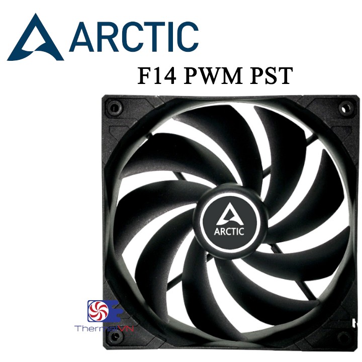 Quạt Fan case 14cm Arctic F14 PWM PST - Cánh quạt đen, điều tốc PWM, Arctic fan case 140mm