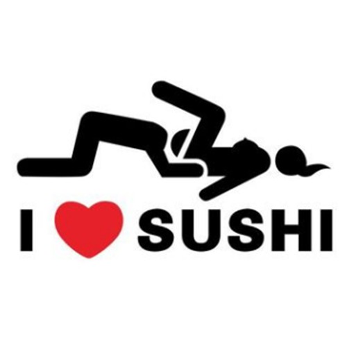 Miếng Dán Họa Tiết Chữ I Love Sushi Trang Trí Kính Xe Ô Tô