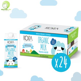 KOiTa sữa tươi hữu cơ nguyên kem hộp 200ml - thùng 24