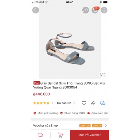 Giày Sandal Juno màu xanh new full box size 39 cực xinh