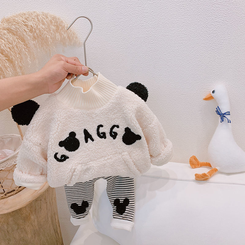 Set Áo Sweater Cổ Lọ Chất Liệu Nhung Dày Dặn Thời Trang Cho Bé Gái