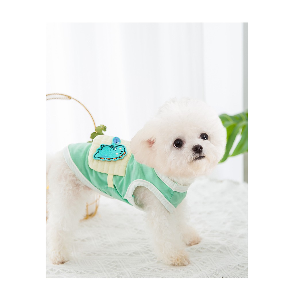 áo ba lỗ giả túi khủng long cho chó mèo