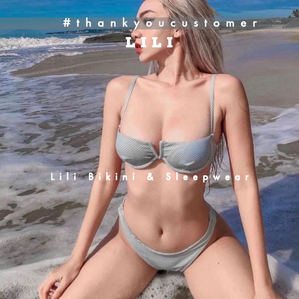 Bikini Âu Mỹ hai mảnh siêu sexy hoạ tiết floral phong các vintage màu xanh, trắng hàng cao cấp