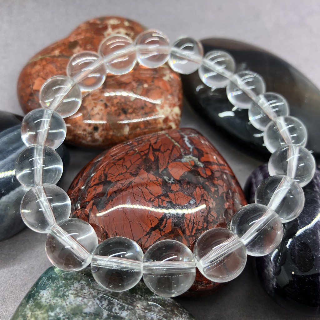 Vòng Tay Chuỗi Hạt Đá Thạch Anh Màu Trắng Kích Thước 6 / 8 / 10 / 12mm