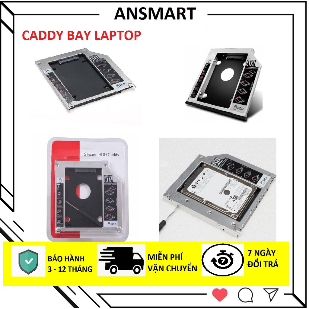 Caddy Bay( Khay Ổ Cứng ) HDD SSD SATA3 9.5mm/12.7mm - Giải Pháp Lắp Ổ Cứng Thứ 2 cho Laptop