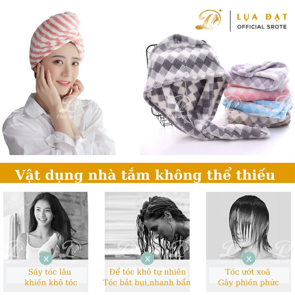 Khăn ủ tóc LALITA siêu thấm hút tóc khô siêu tốc, vải nhung mềm mịn
