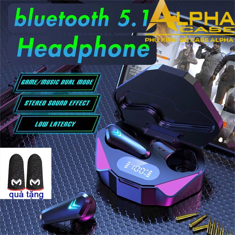 Tai Nghe Bluetooth Gaming X15 - Chống Thấm Nước IPX5, Âm Thanh Vòm 10D, Hiện Thị Màn Hình Led + Tặng Kèm Bao Tay 2 Ngón