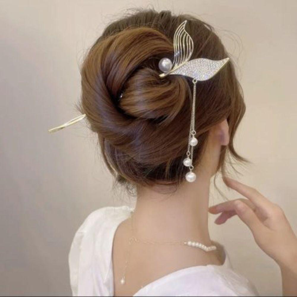 Trâm Cài Tóc Đuôi Cá Đính Ngọc Trai Phong Cách Trung Hoa Cổ Điển Dành Cho Cô Dâu