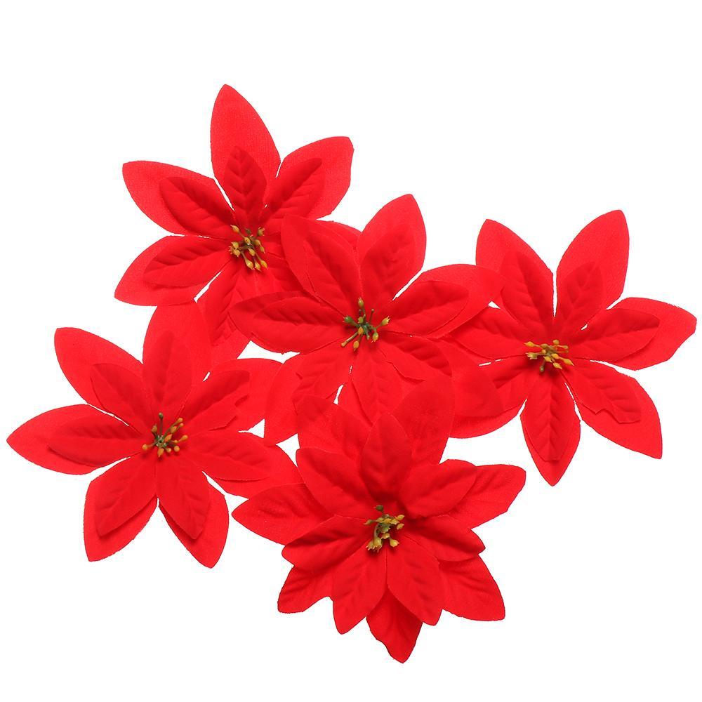 Set 10 Bông Hoa Nhân Tạo 14cm Trang Trí Giáng Sinh / Tiệc Cưới DIY