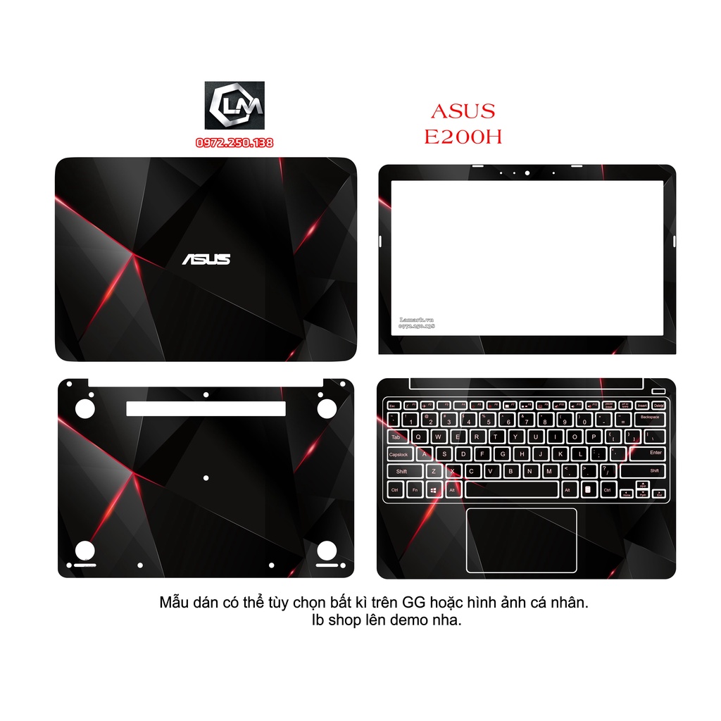 Skin dán cho laptop Asus E200H theo yêu cầu, hình tùy chọn hình bất kì trên GG hoặc hình ảnh cá nhân.