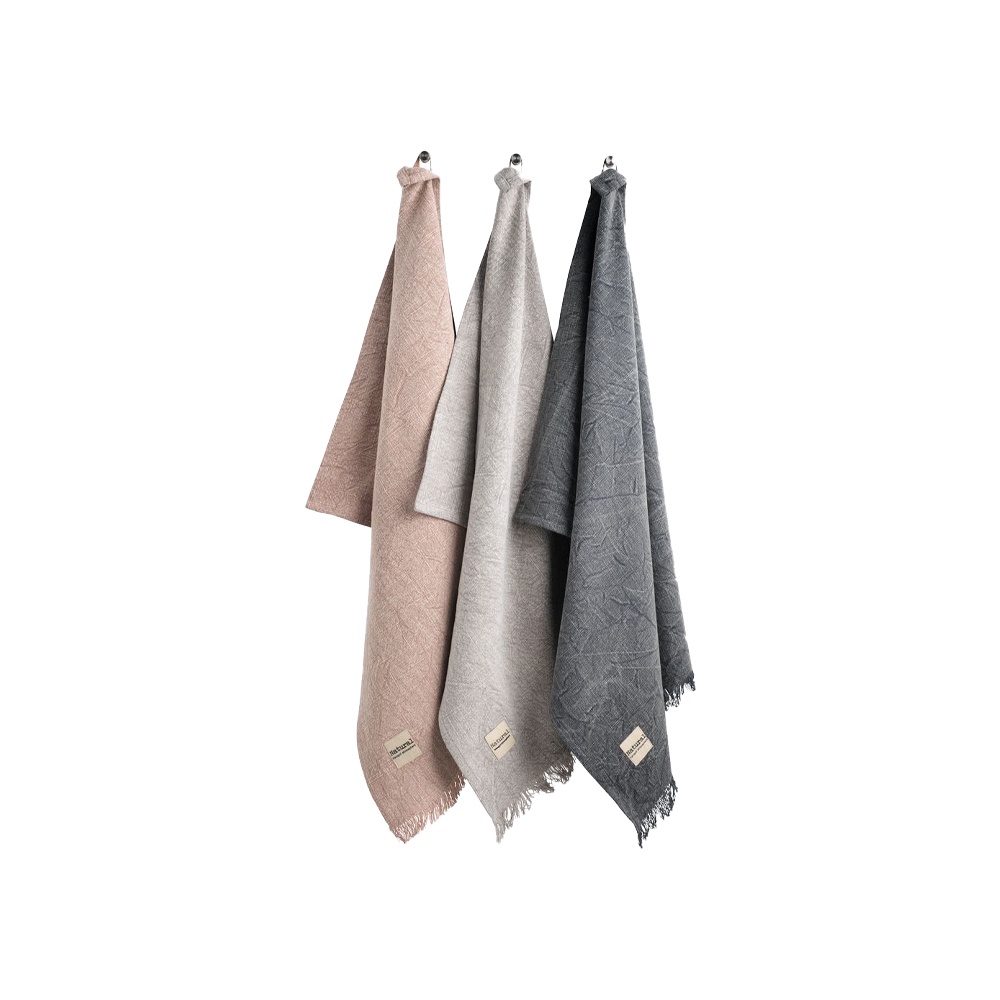 Khăn bếp cotton | JYSK Sivblom | bộ 3 chiếc | hồng/xám | R50xD70cm