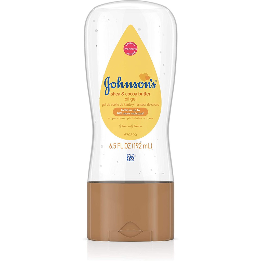 Dầu gel dưỡng ẩm Johnson's Baby Oil Gel Enriched with Shea and Cocoa Butter 192ml (Mỹ)