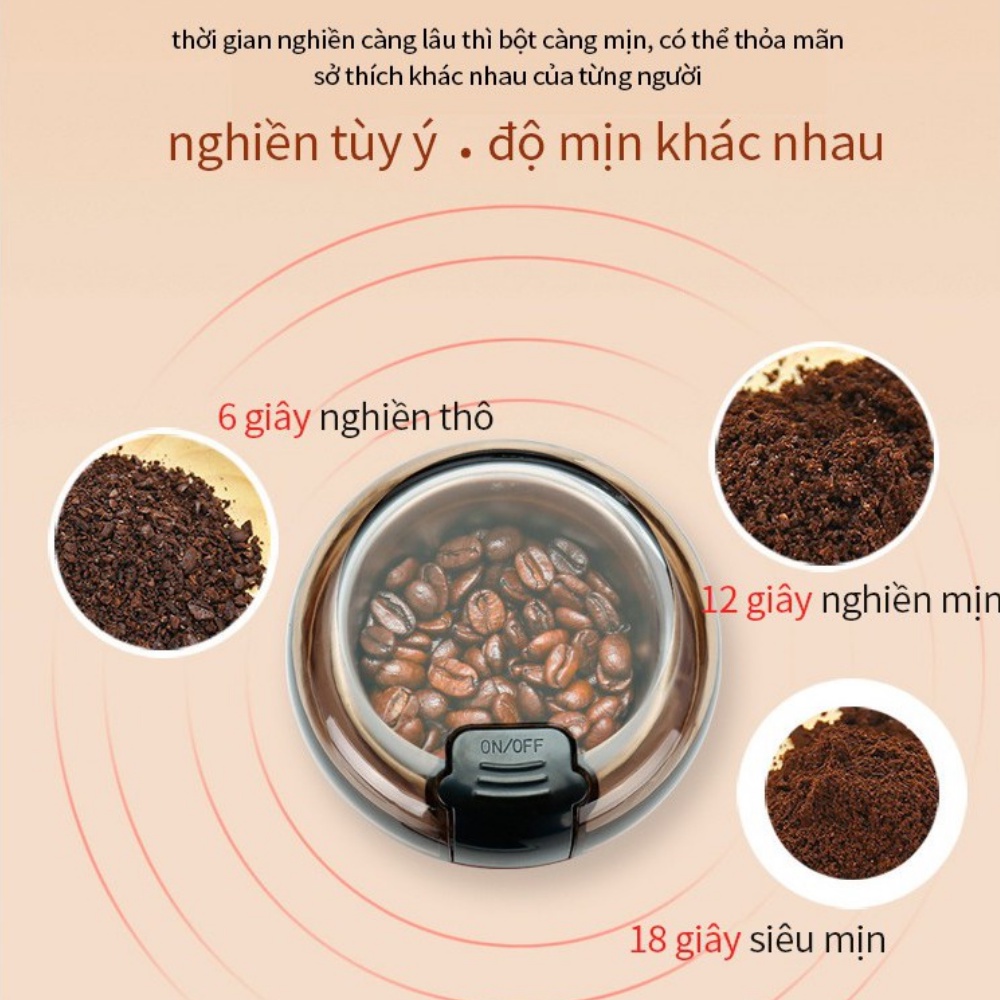 Máy Xay Hạt Khô, Máy Xay Bột Ngũ Cốc, Cafe, Thảo Dược, Các Loại Hạt Cực Nhanh Chỉ Từ 6 Đến 18 Giây