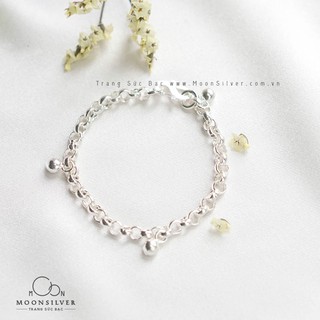 Lắc Bạc Cho Bé Dây Móc Tròn Dày 3 Chuông Size 1-4 Tuổi