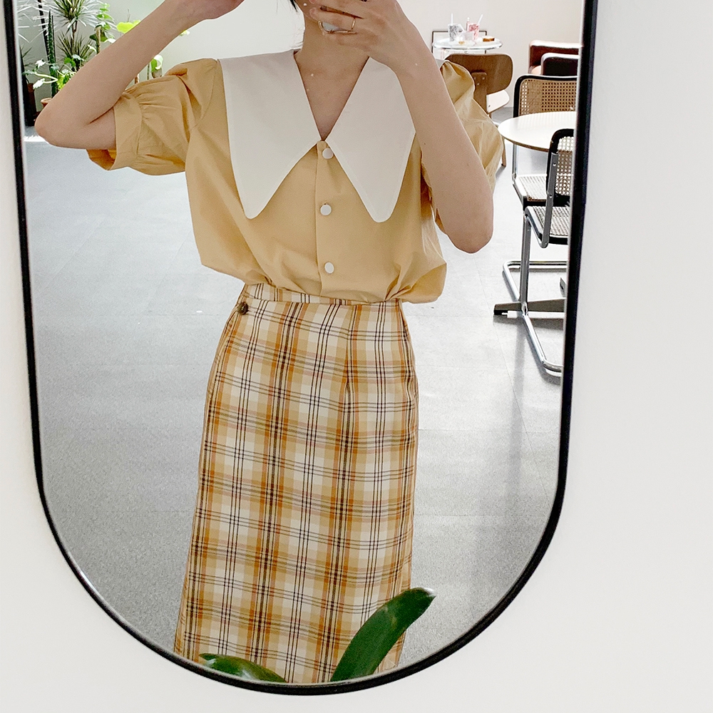 Áo sơ mi ngắn tay cổ chữ v xinh xắn cho nữ 34436