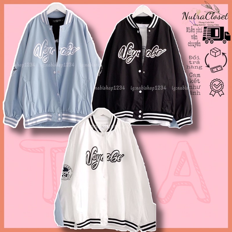 Áo khoác bomber bóng chày dù 2 lớp lót das unisex ulzzang nam nữ Voyabe