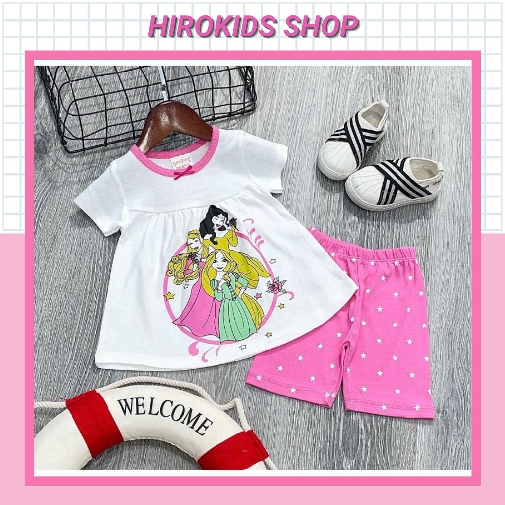 Bộ thun borip tay ngắn Hirokids kiểu dáng babydoll cho bé gái (10-24kg) - Hirokids
