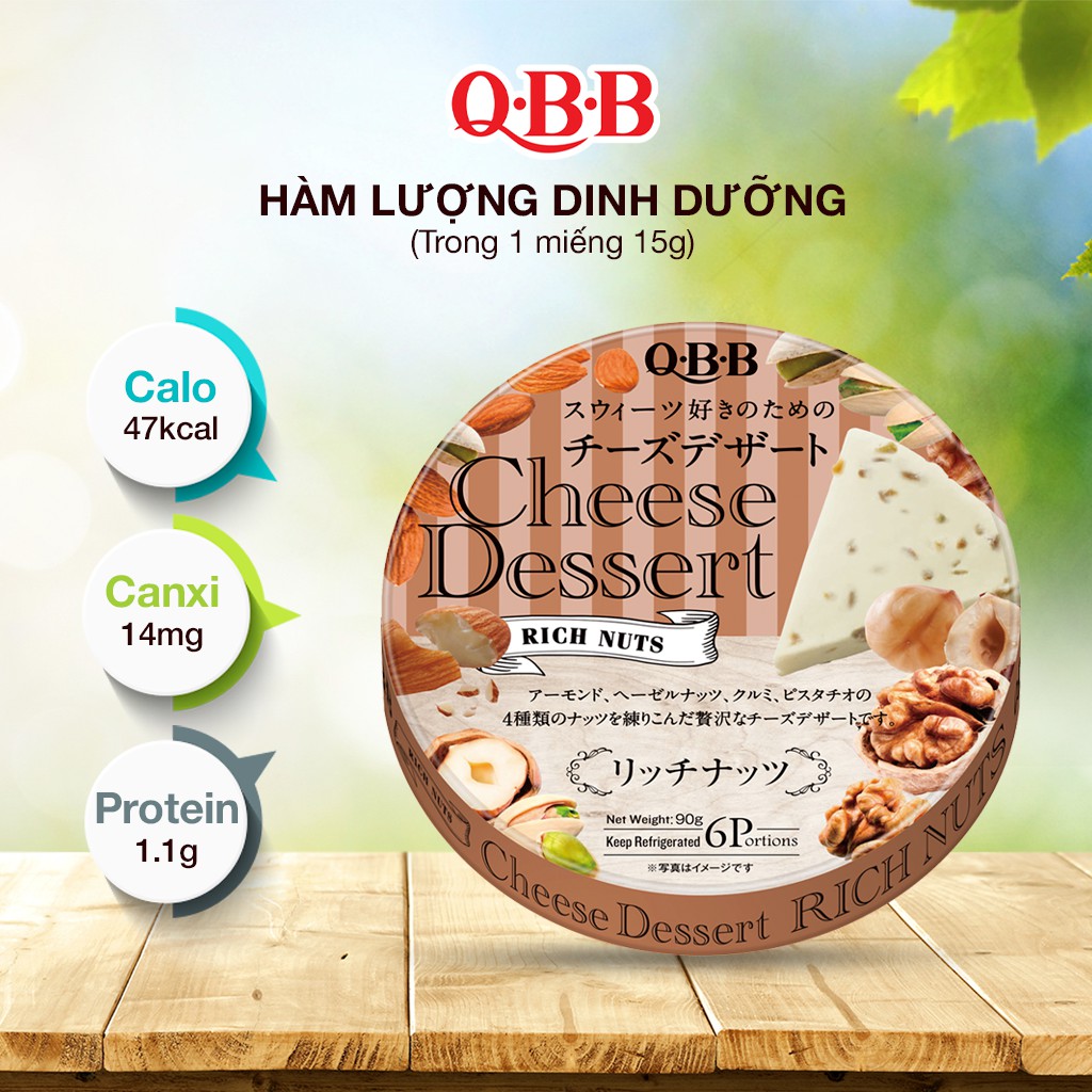 Phô Mai QBB Cho Bé Từ 18 Tháng Tuổi Trở Lên Chứa Hạt Dinh Dưỡng Hộp 90g 6 Miếng 4903308014426