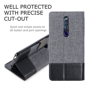 Ốp lưng điện thoại dạng ví da PU lật có khe cắm thẻ Ví dành cho Oppo A3S A7 A5S A83 F7 F9 F11 Pro Canvas Leather Case