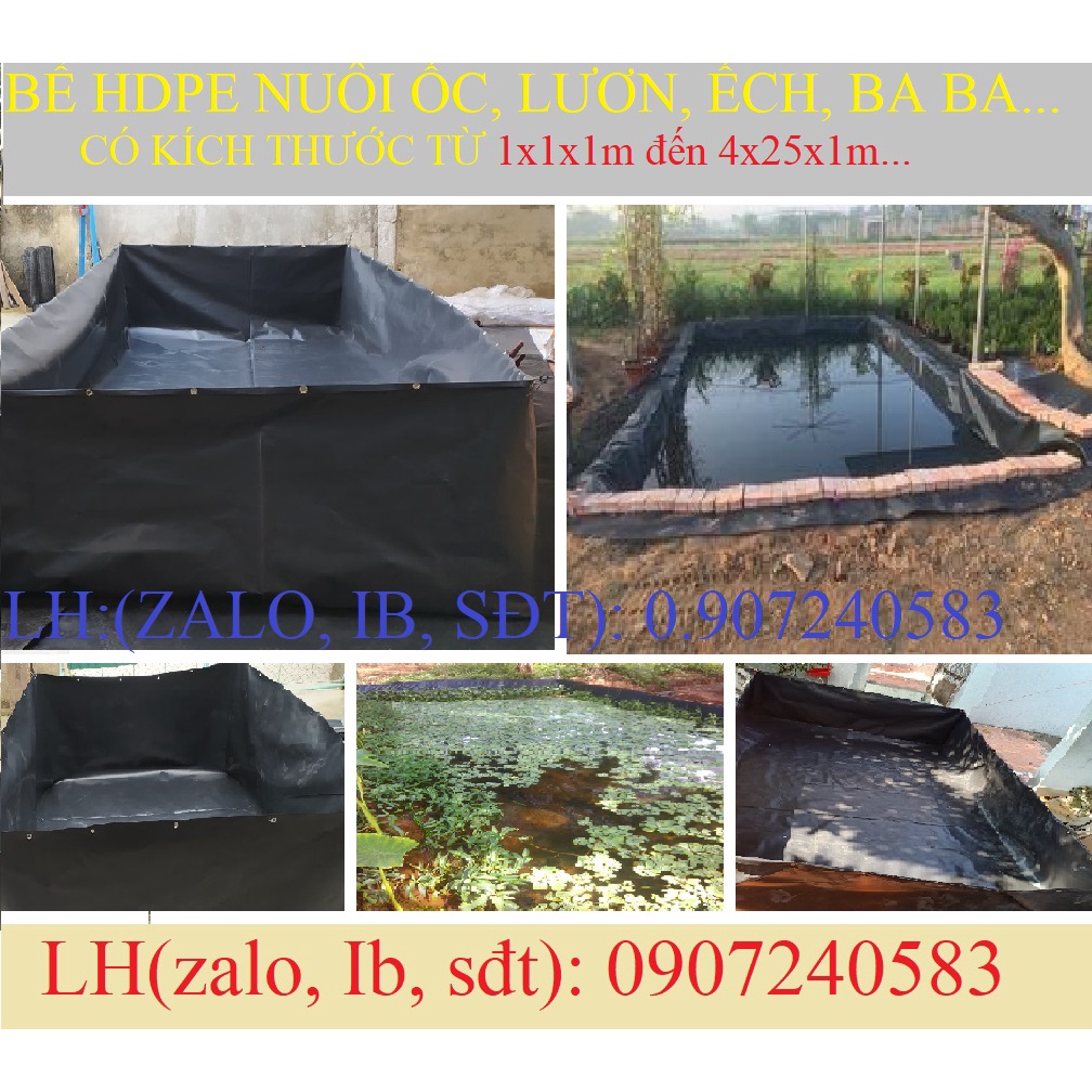 BỂ HDPE, CHĂN NUÔI ỐC, LƯƠN, ẾCH... BỂ BẠT CHỨA NƯỚC. dày 0.3mm