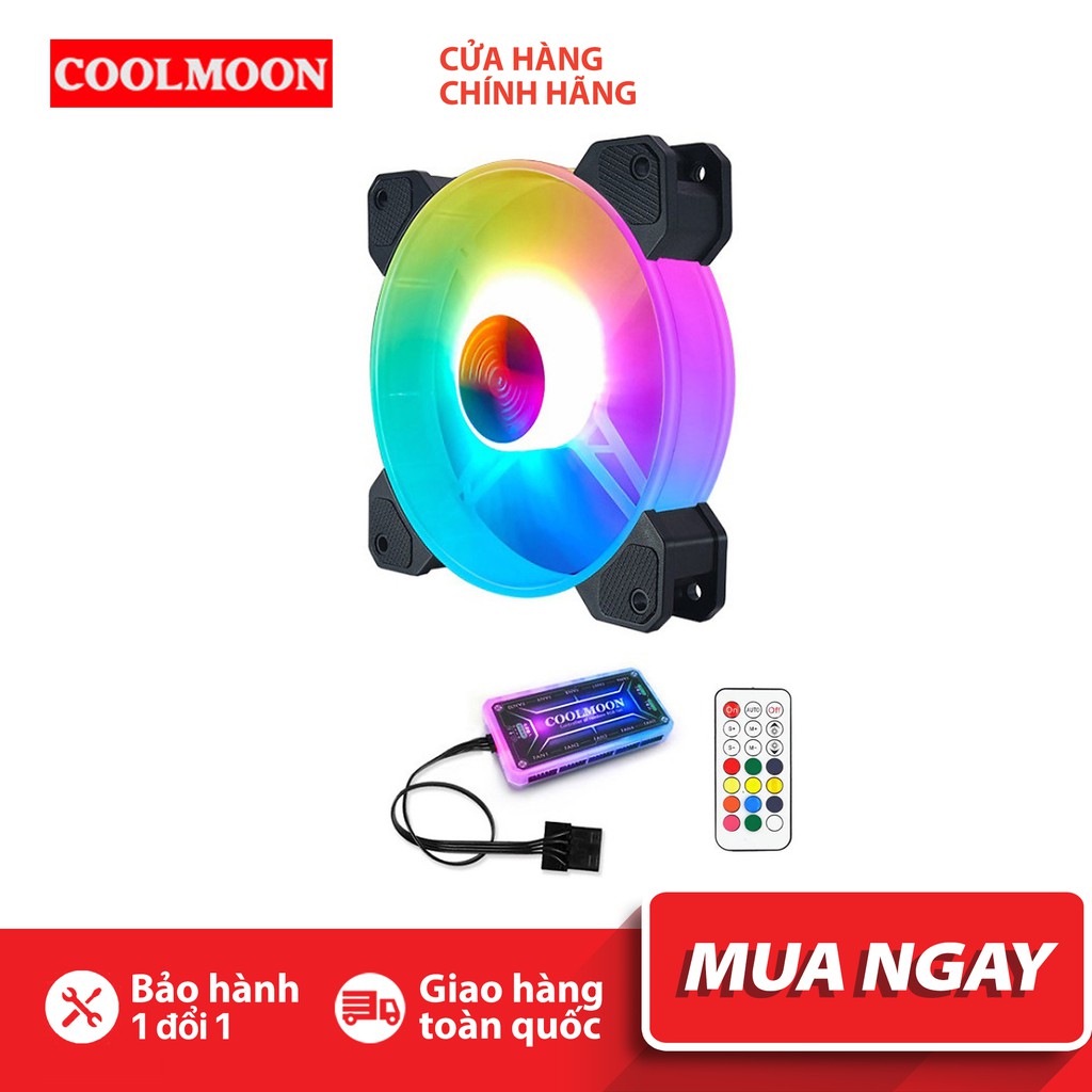 Bộ 1 Quạt + Hub Khiển Coolmoon X - Led RGB - Đồng Bộ Hub Coolmoon - Hàng chính hãng