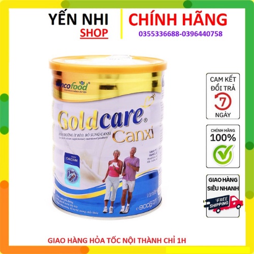 Sữa bột Goldcare Canxi LON 900G Ít béo, bổ sung Canxi cho người lớn tuổi, suy nhược.