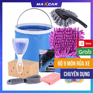Bộ Dụng Cụ Lau Rửa Xe Máy Ô Tô 9 in 1 Tiện Lợi - Nhỏ Gọn - Tiết Kiệm (Có Kèm Xà Phòng Bọt Tuyết)